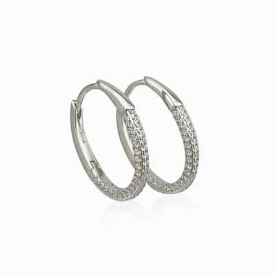 Carla Oval Taşlı Halka Küpe - by Eda Çetin