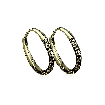 Carla Oval Taşlı Halka Küpe - by Eda Çetin