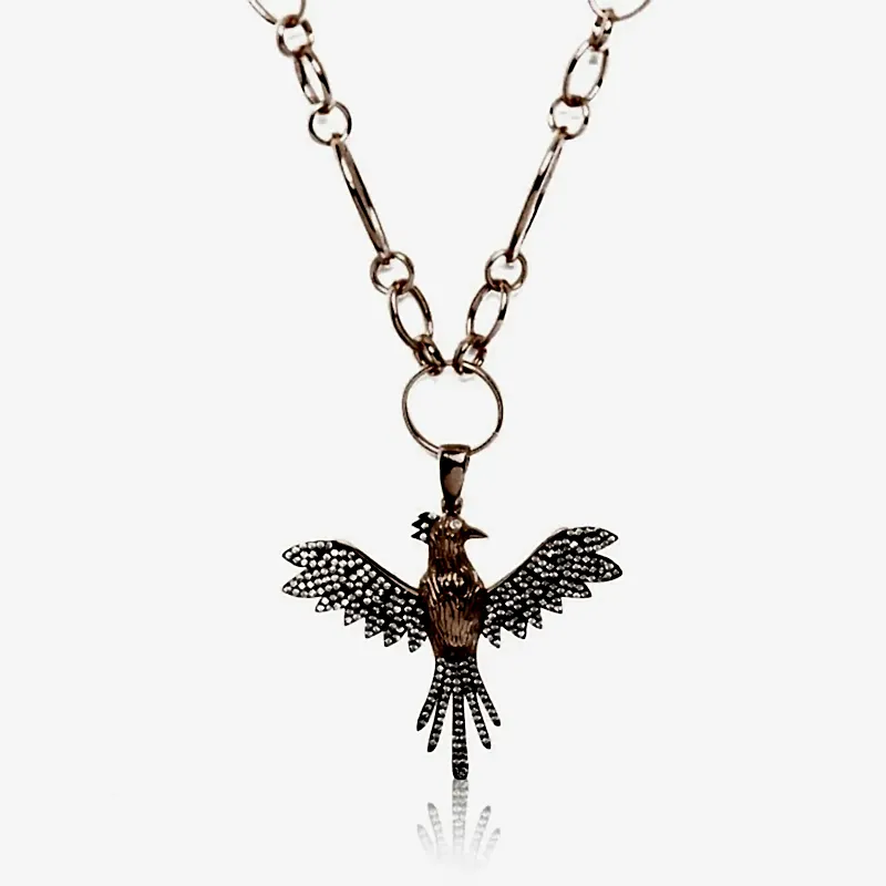 Anka Kuşu Kolye - Rose Renk - 1