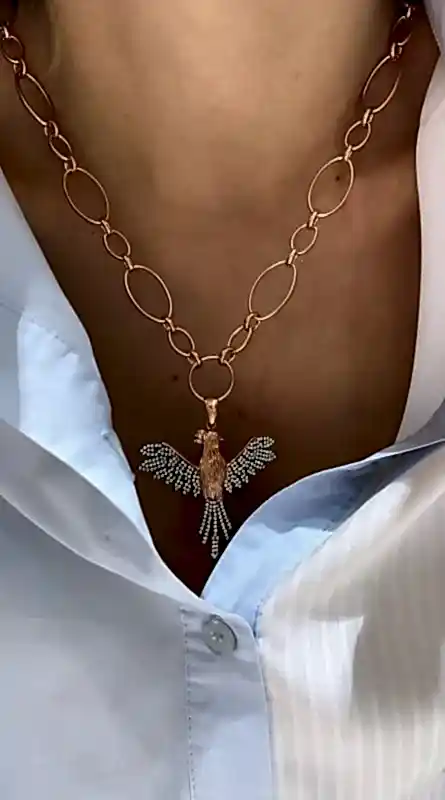 Anka Kuşu Kolye - Rose Renk - 2