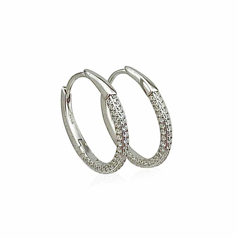 Carla Oval Taşlı Halka Küpe - by Eda Çetin