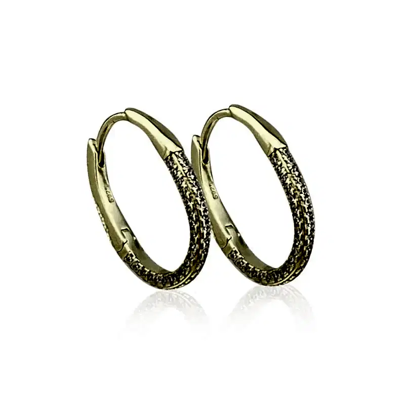 Carla Oval Taşlı Halka Küpe - 2