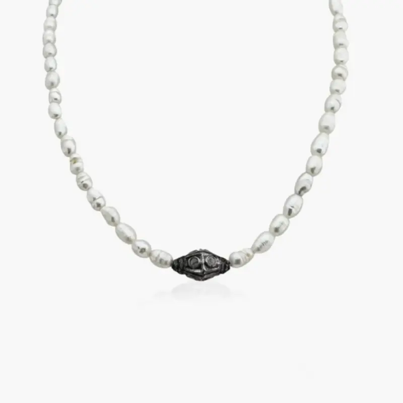 Elmas Detaylı İnci Kolye - 1