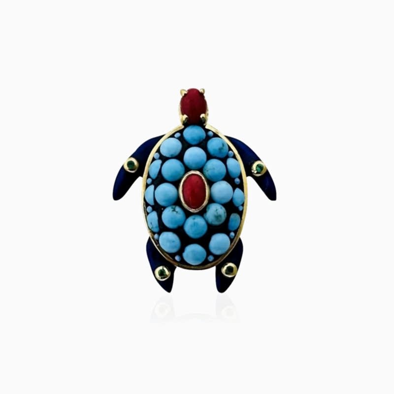 Kaplumbağa Koleksiyon Broş - Turkuaz - by Eda Çetin