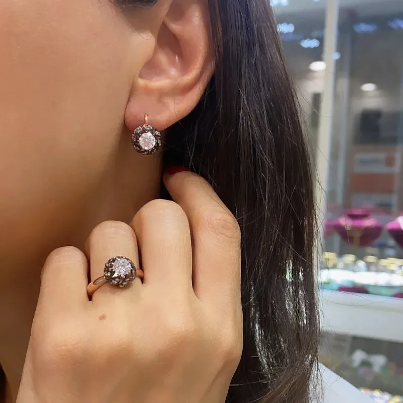 Kaz Ayağı Elmas Montür Küpe - 3