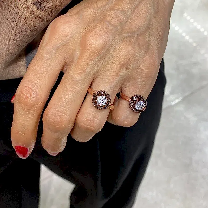 Kaz Ayağı Elmas Montür Yüzük - 2