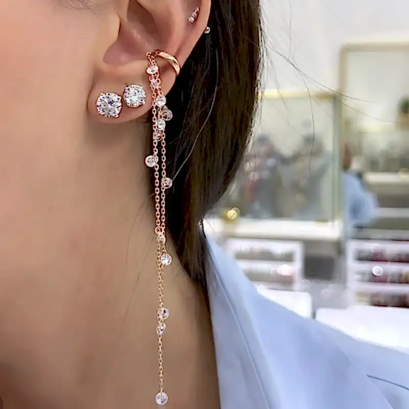 Kristal Taşlı Kıkırdak Küpesi - 3