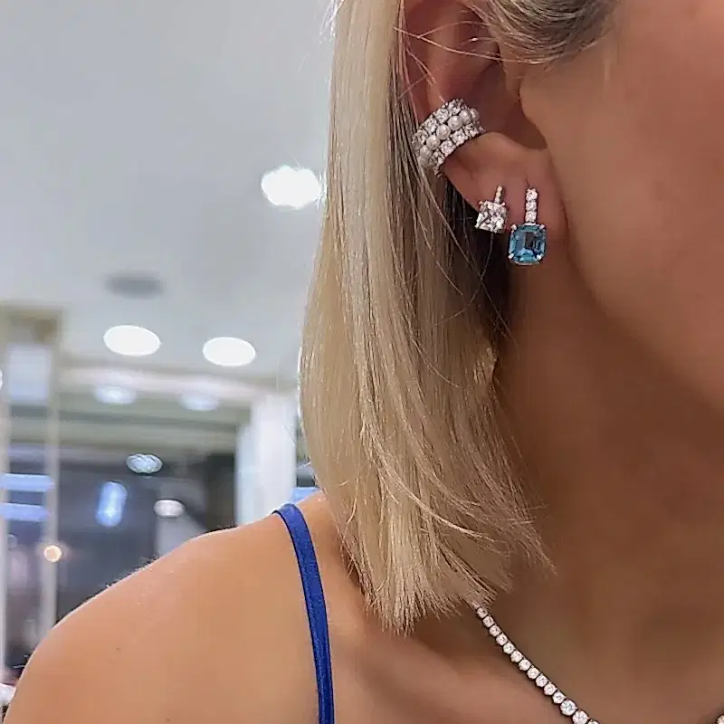 Luve İncili Taşlı Kıkırdak Küpe - 2