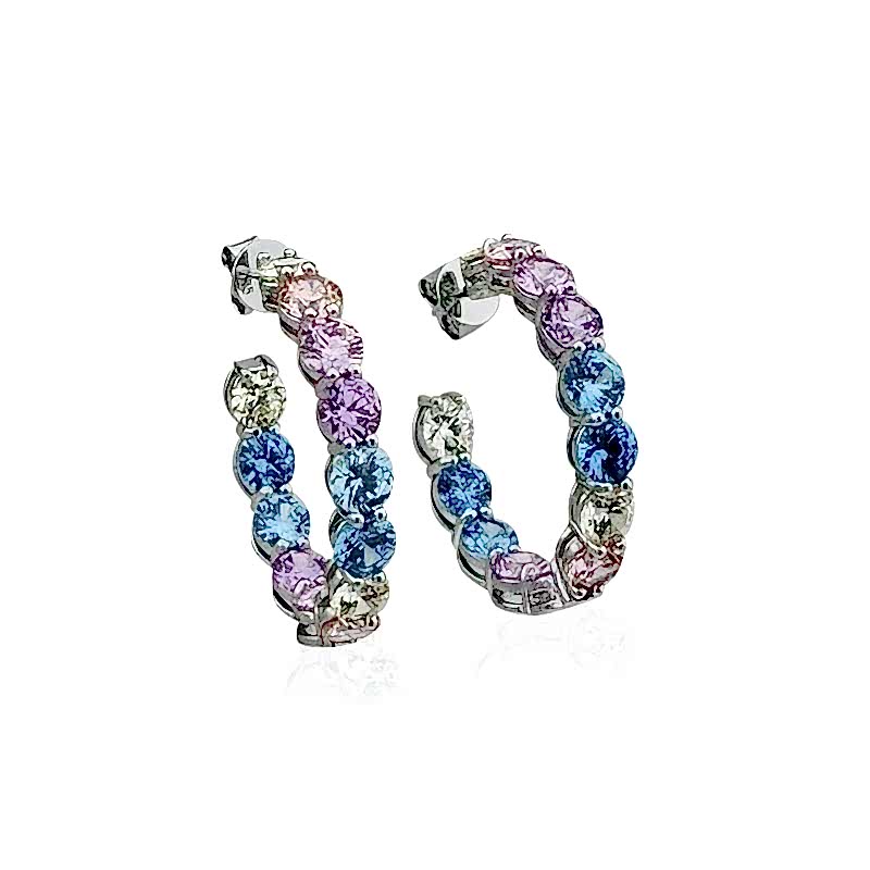 Martina Renkli Halka Küpe Kalın Form - by Eda Çetin