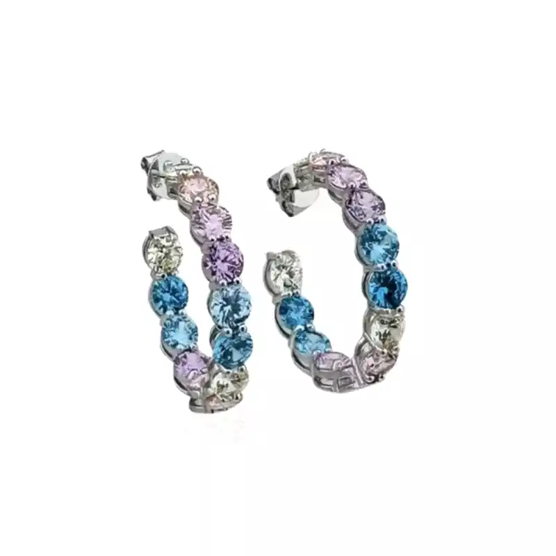 Martina Renkli Halka Küpe Kalın Form - 1