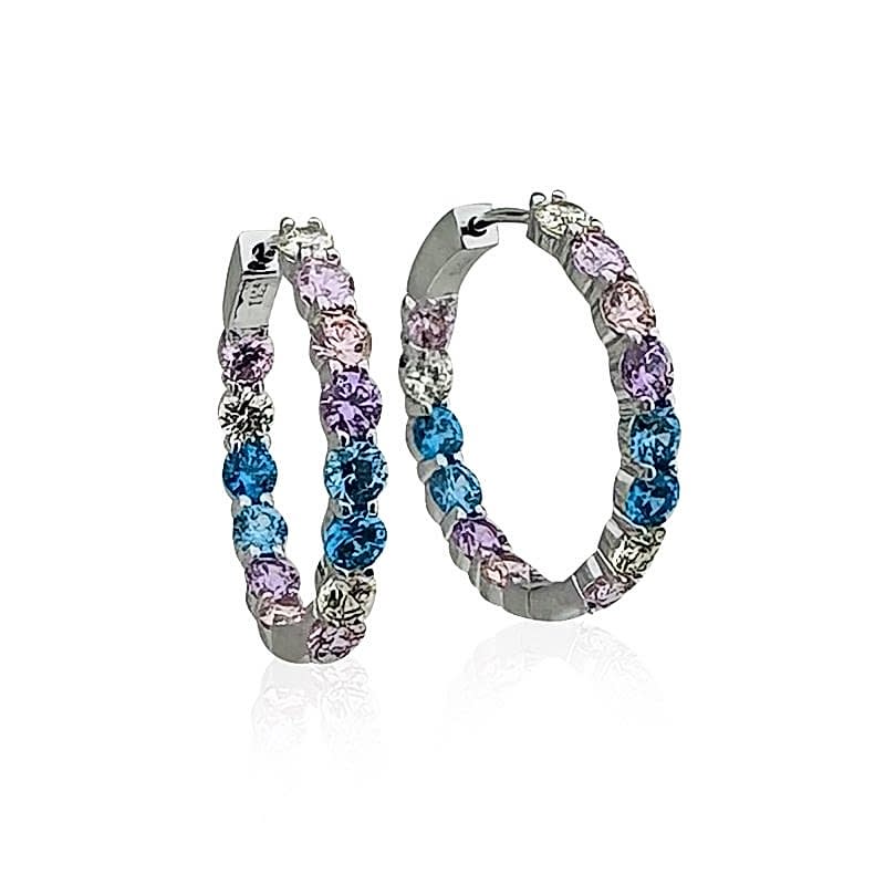 Martina Renkli Taşlı Halka Küpe - by Eda Çetin