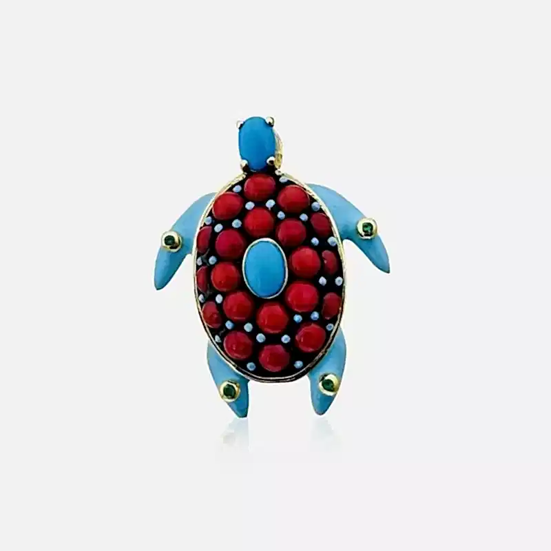 Mercanlı Kaplumbağa Broş - 1