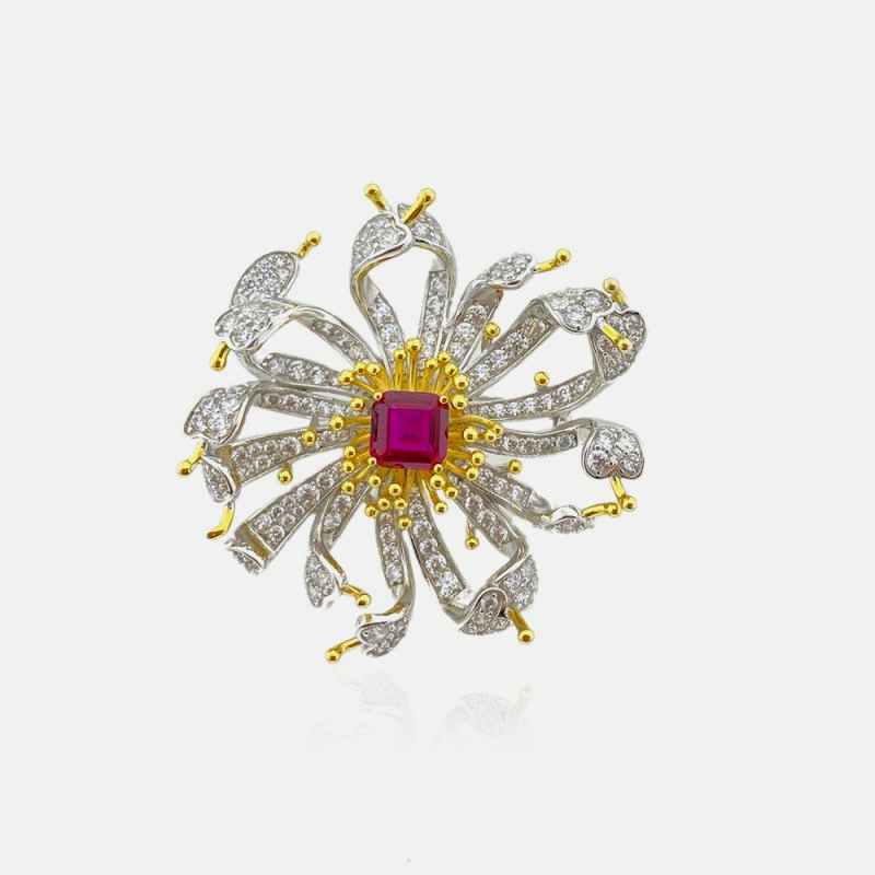 Ruby Floral Broş - by Eda Çetin