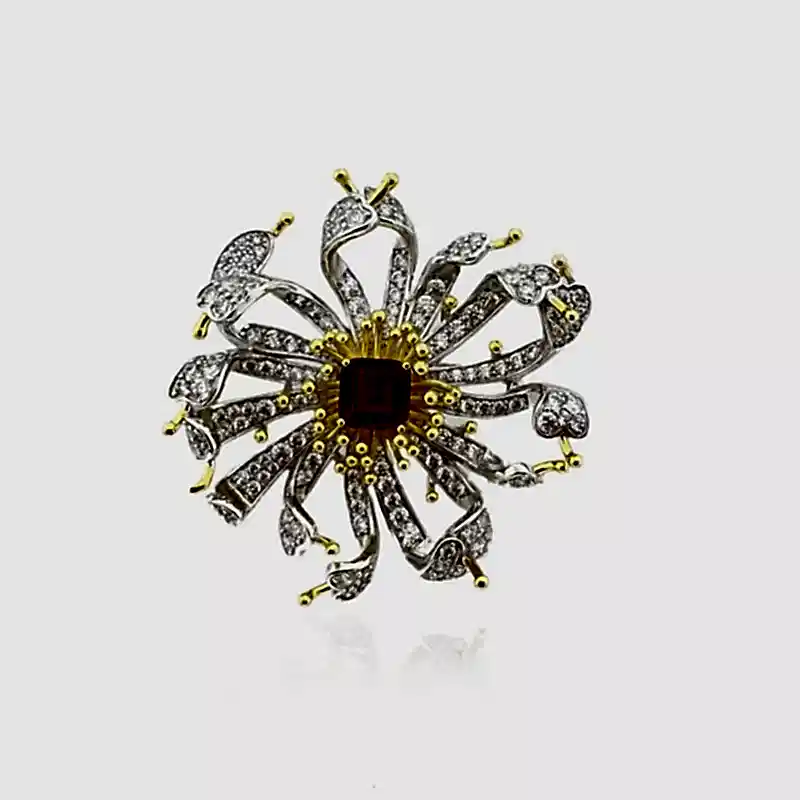 Ruby Floral Broş - 1