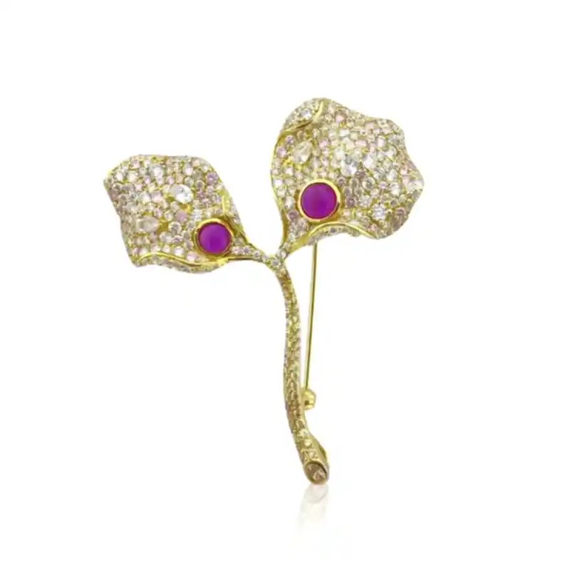 Ruby Orkide Broş - 1