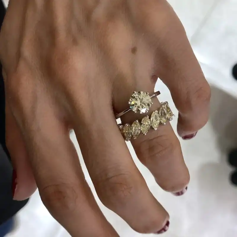 Şampanya Tek Taş Yüzük - 2 Karat - 2