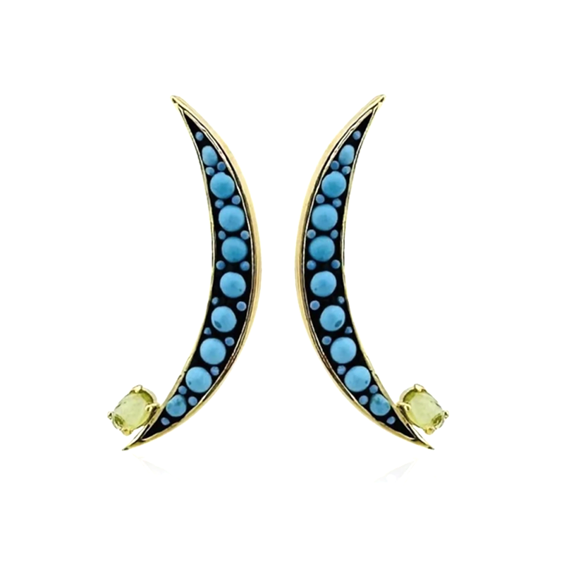 Turkuaz Tasarım Hilal Küpe - 1