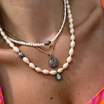 Elmas Detaylı İnci Kolye - by Eda Çetin