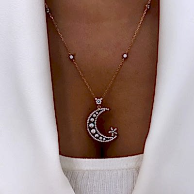 Elmas Montür Hilal Kolye - by Eda Çetin