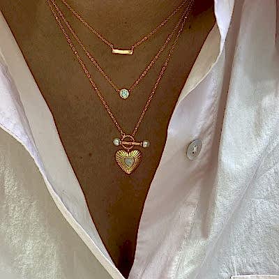 Espino İnci Kilit Detaylı Kalp Kolye - by Eda Çetin