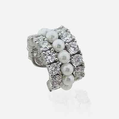 Luve İncili Taşlı Kıkırdak Küpe - by Eda Çetin