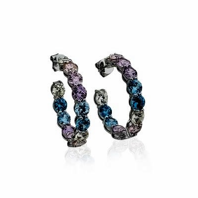 Martina Renkli Halka Küpe Kalın Form - by Eda Çetin