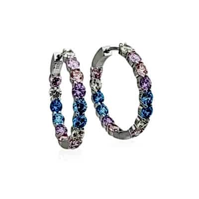 Martina Renkli Taşlı Halka Küpe - by Eda Çetin