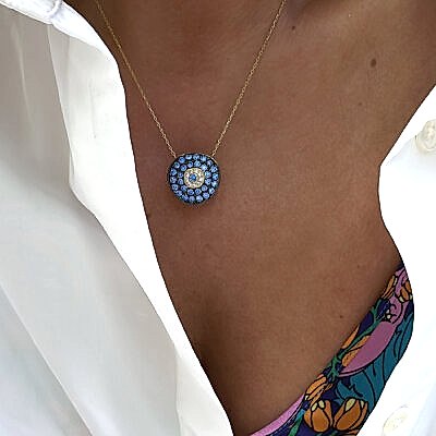 Minos Nazar Boncuğu Kolye - Açık Mavi - by Eda Çetin