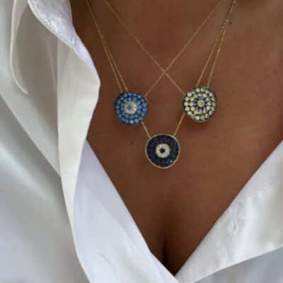Minos Nazar Boncuğu Kolye - Açık Mavi - by Eda Çetin