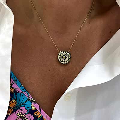 Minos Nazar Boncuğu Kolye - Şampanya - by Eda Çetin