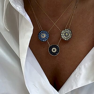 Minos Nazar Boncuğu Kolye - Şampanya - by Eda Çetin