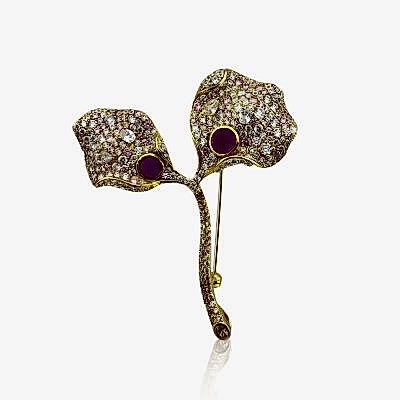 Ruby Orkide Broş - by Eda Çetin