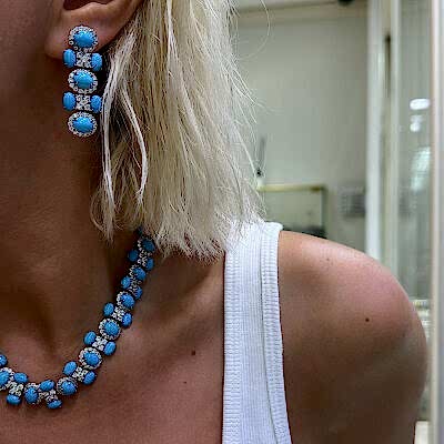 Turkuaz Royal Max Küpe - by Eda Çetin